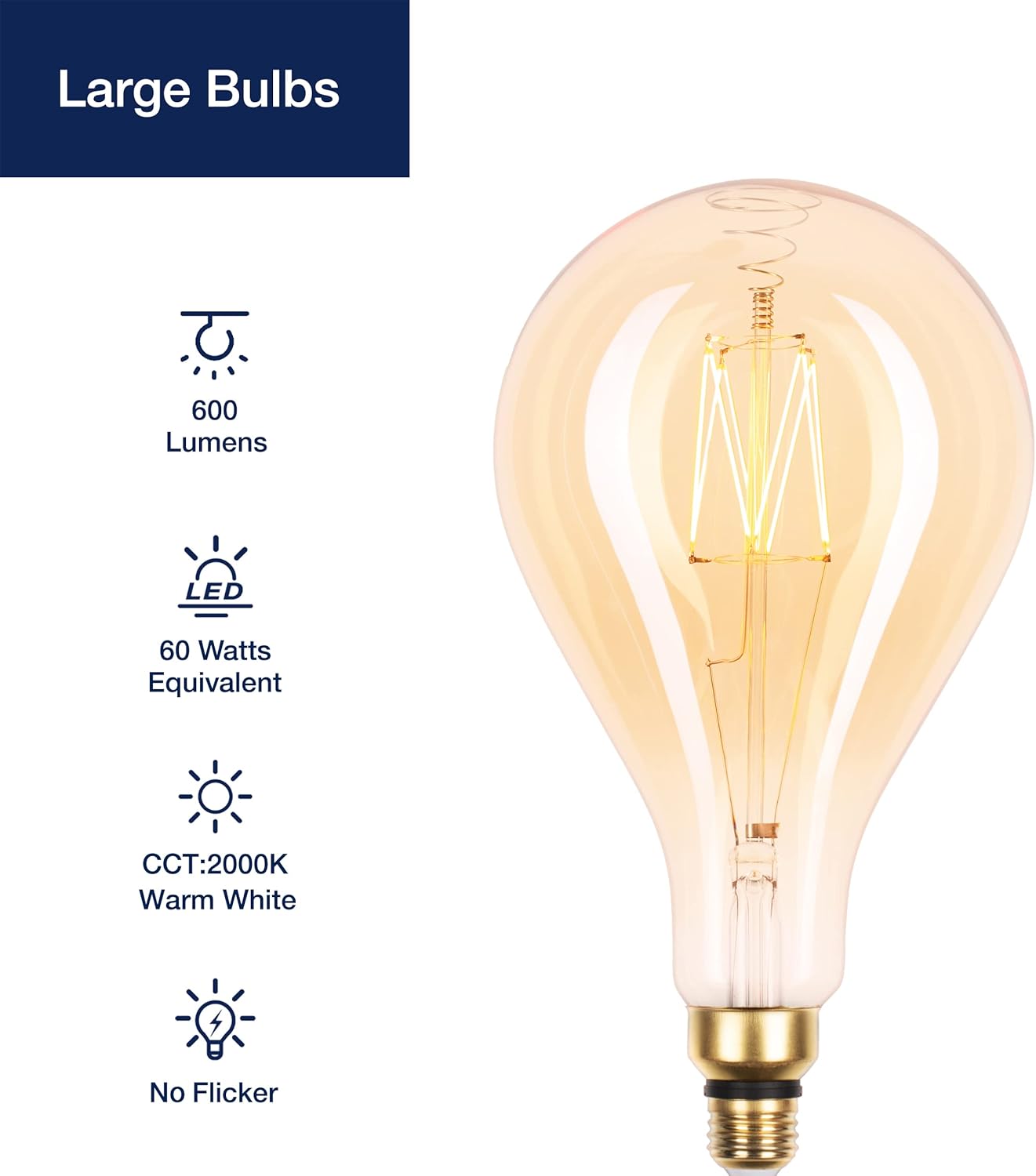 Jaspertronics Large Decorative Pendant Bulb PS160 Amber