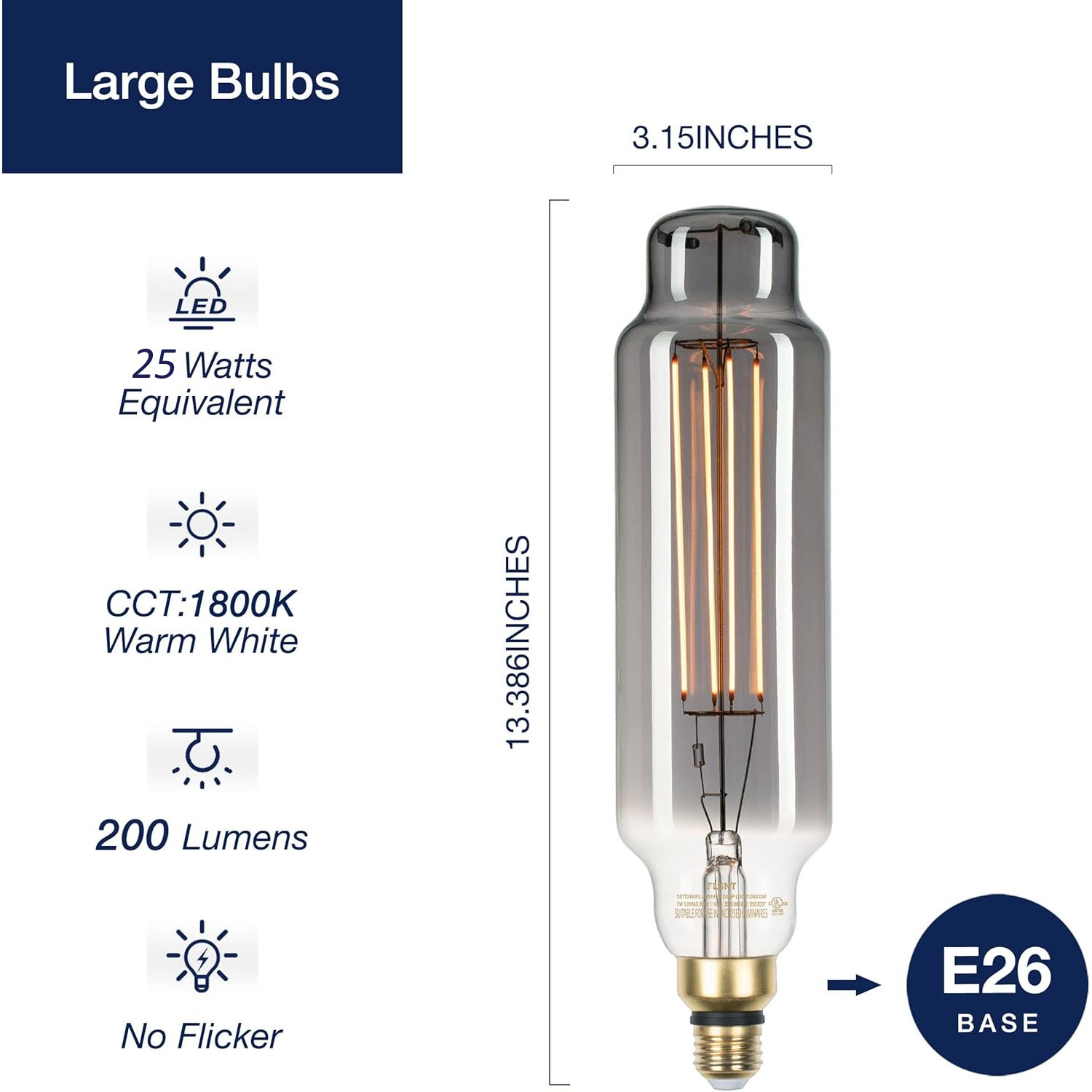 Jaspertronics Vintage Edison LED Bulb TT80