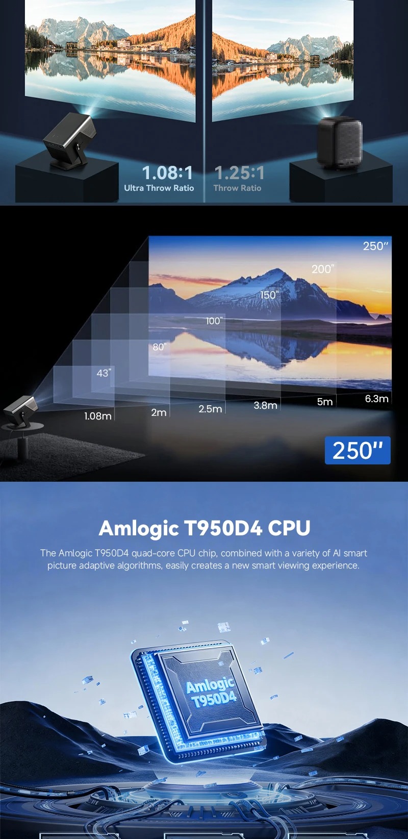 Jaspertronics X7AA mini smart projector 4K home theater