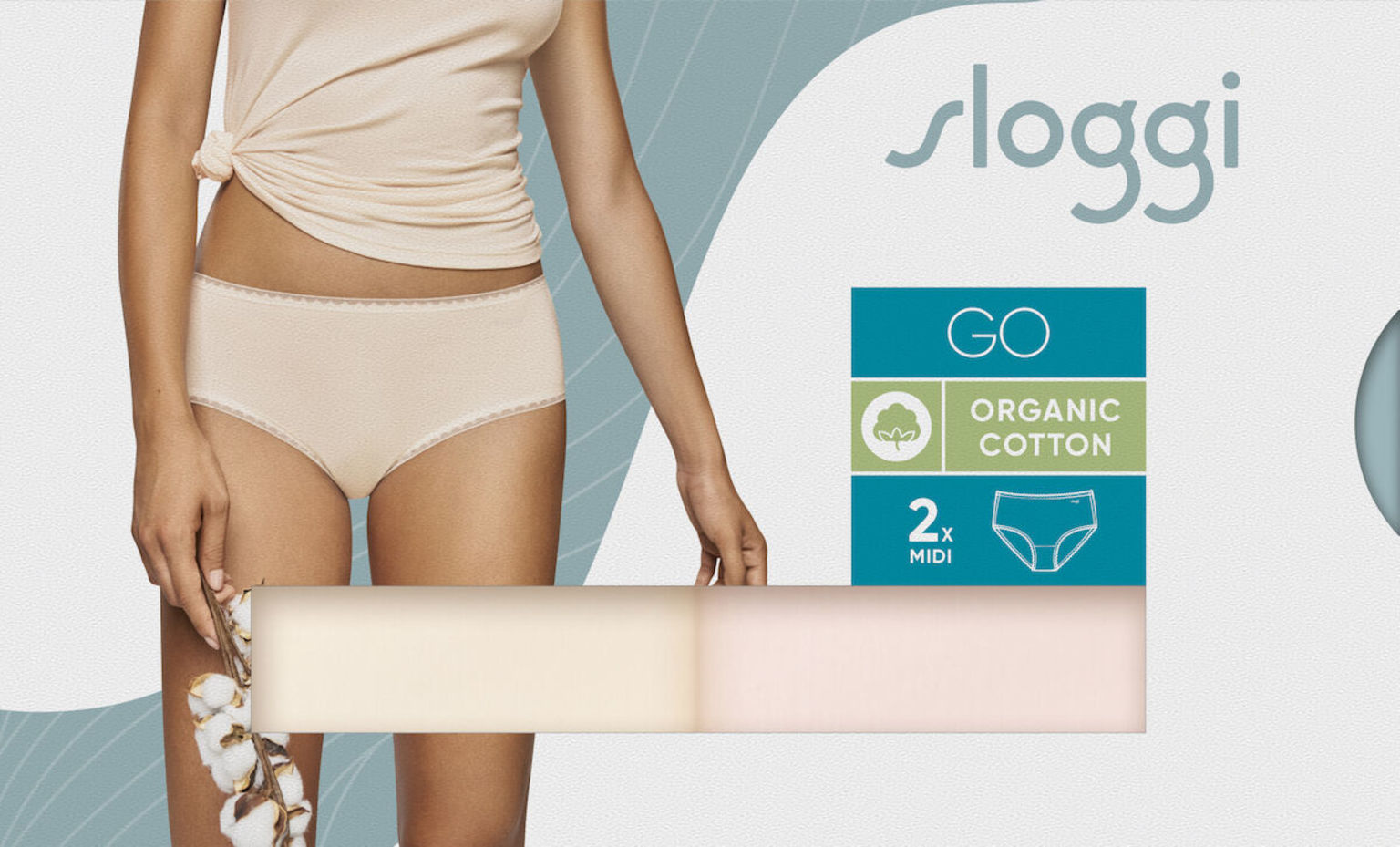 Sloggi Midi Slips Slips GO 2er Pack Bio Cotton Rich Slip Dessous - Bild 10 von 34