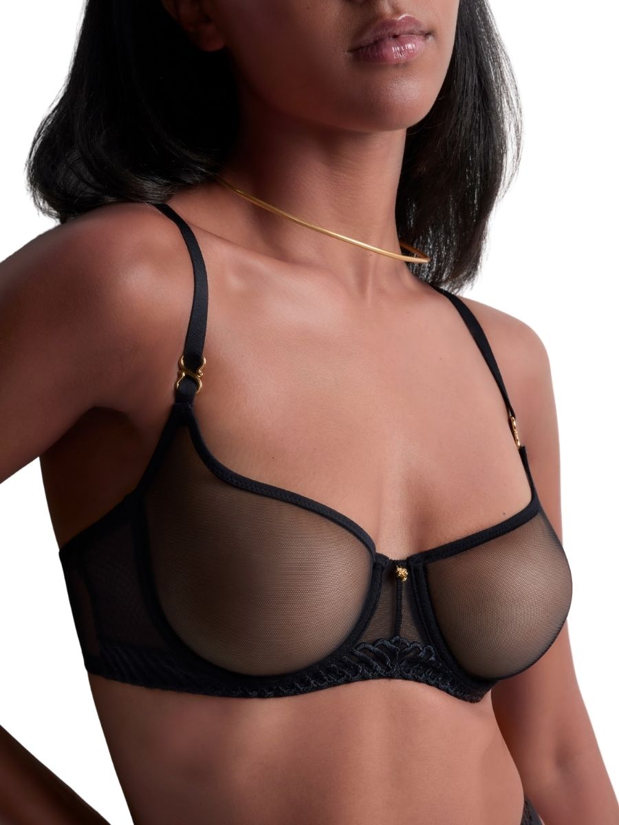 Aubade Sheer Emotion Half Cup Bra Underwired Non Padded Bras Sheer Embroidered - Picture 2 of 20