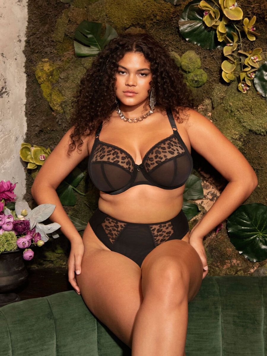 Elomi Namrah BH Bügel Bandlos Plunge BH Bestickt Mesh Dessous - Bild 3 von 10
