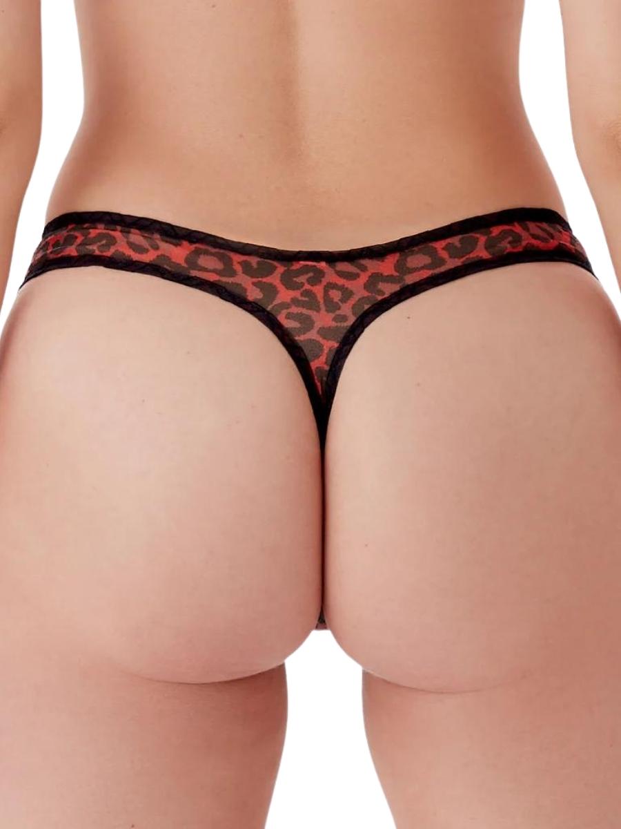 Gossard Glossies Brief Leopard Thong Knickers Mid Rise Sheer Animal Print Briefs - Picture 6 of 7