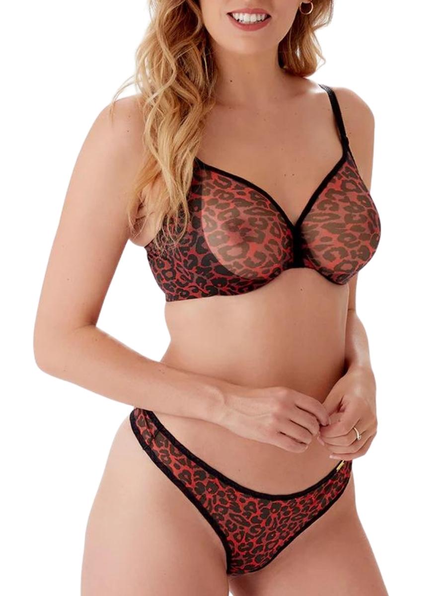 Gossard Glossies Brief Leopard Thong Knickers Mid Rise Sheer Animal Print Briefs - Picture 5 of 7