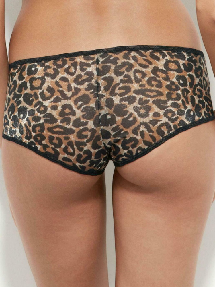 Gossard Glossies Brief Leopard Short Knickers Sheer Animal Print Briefs Lingerie - Picture 2 of 5