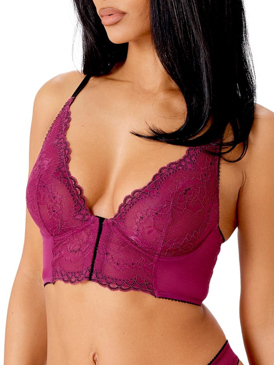Sujetador de encaje Gossard Superboost profundo en V largo lencería bralette con aros - Imagen 22 de 37