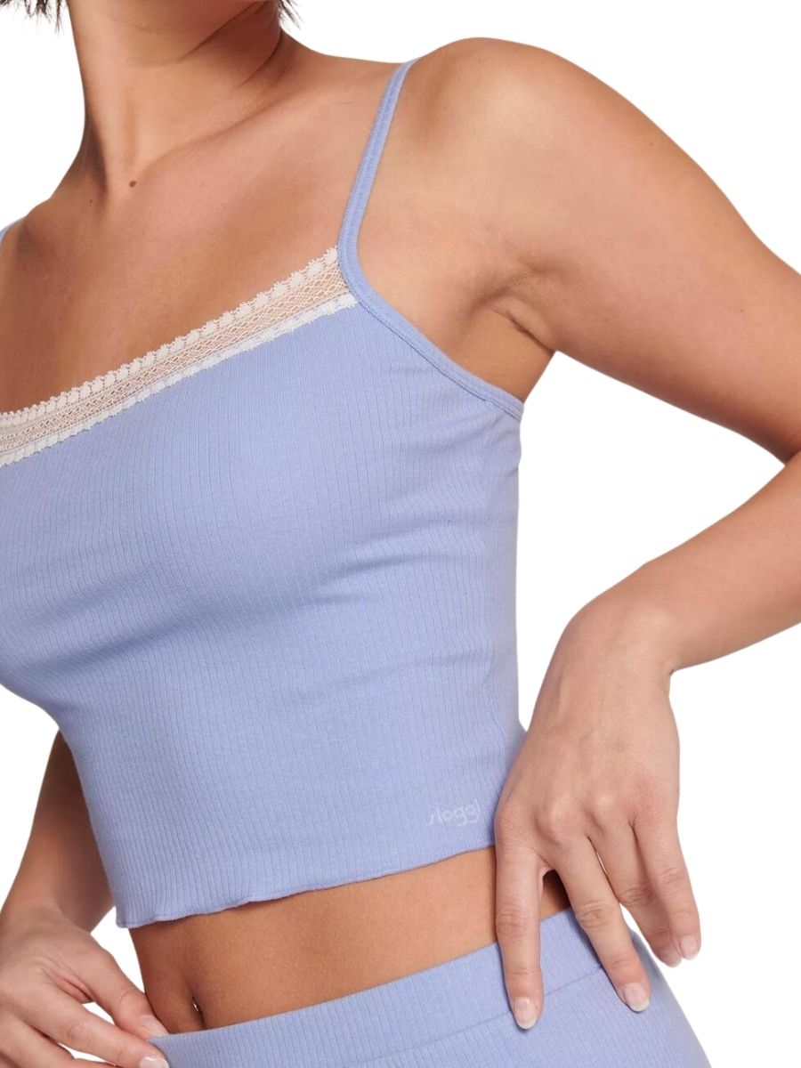Sloggi Crop Top GO Ribbed Cami Vest Camisole Pyjama Cotton Rich Nightwear - Picture 13 of 14