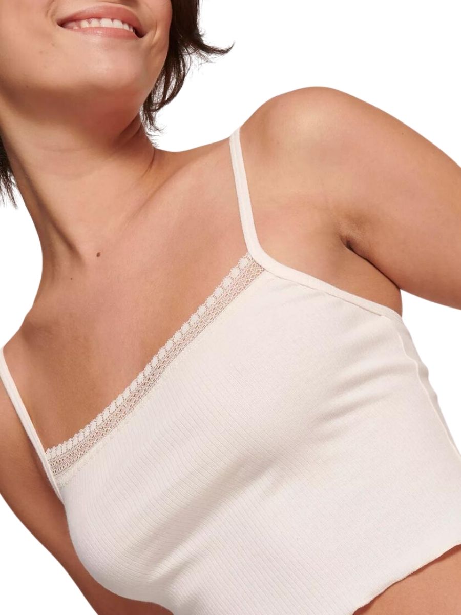 Sloggi Crop Top GO Ribbed Cami Vest Camisole Pyjama Cotton Rich Nightwear - Picture 9 of 14