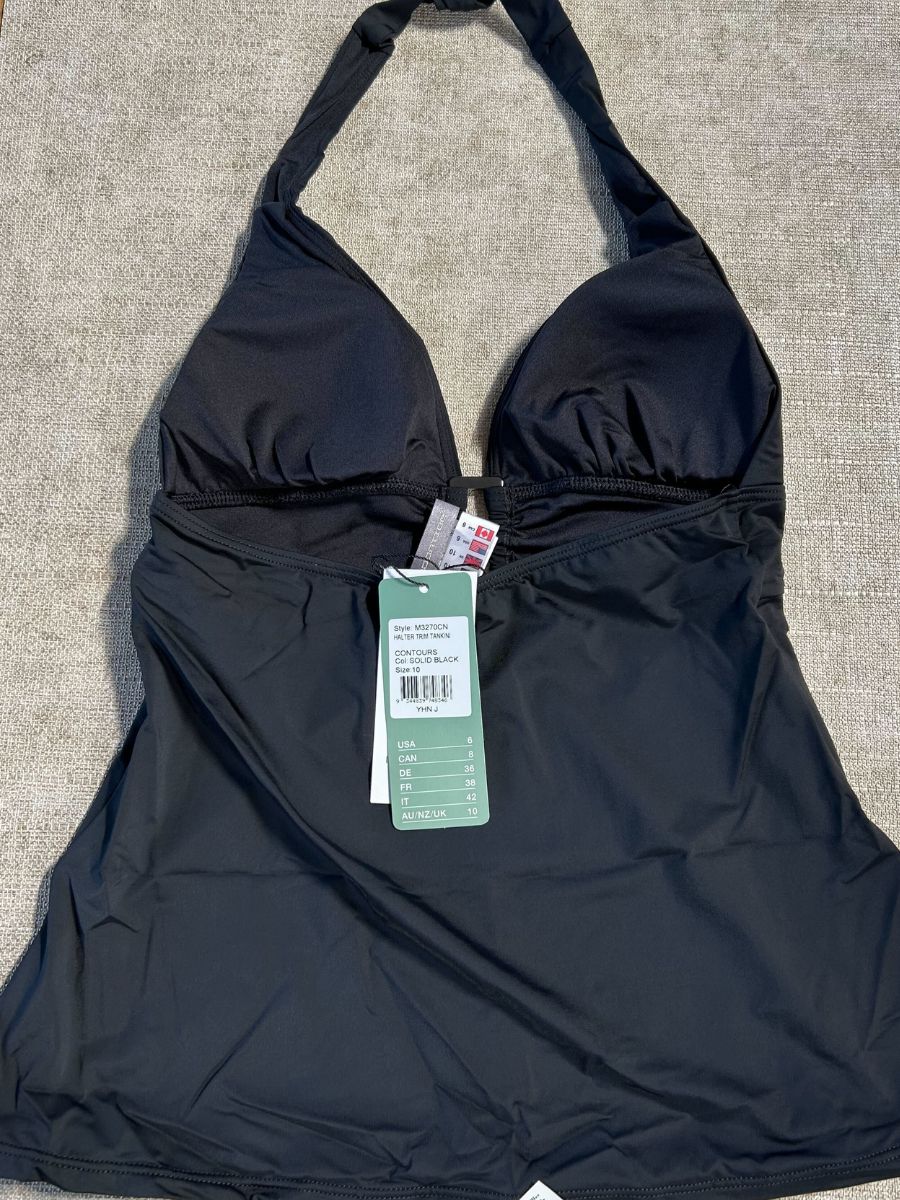 Tankini Moontide Top Contornos Halter Ribete Tankinis Camisetas sin mangas Natación Playa Traje de baño - Imagen 4 de 7