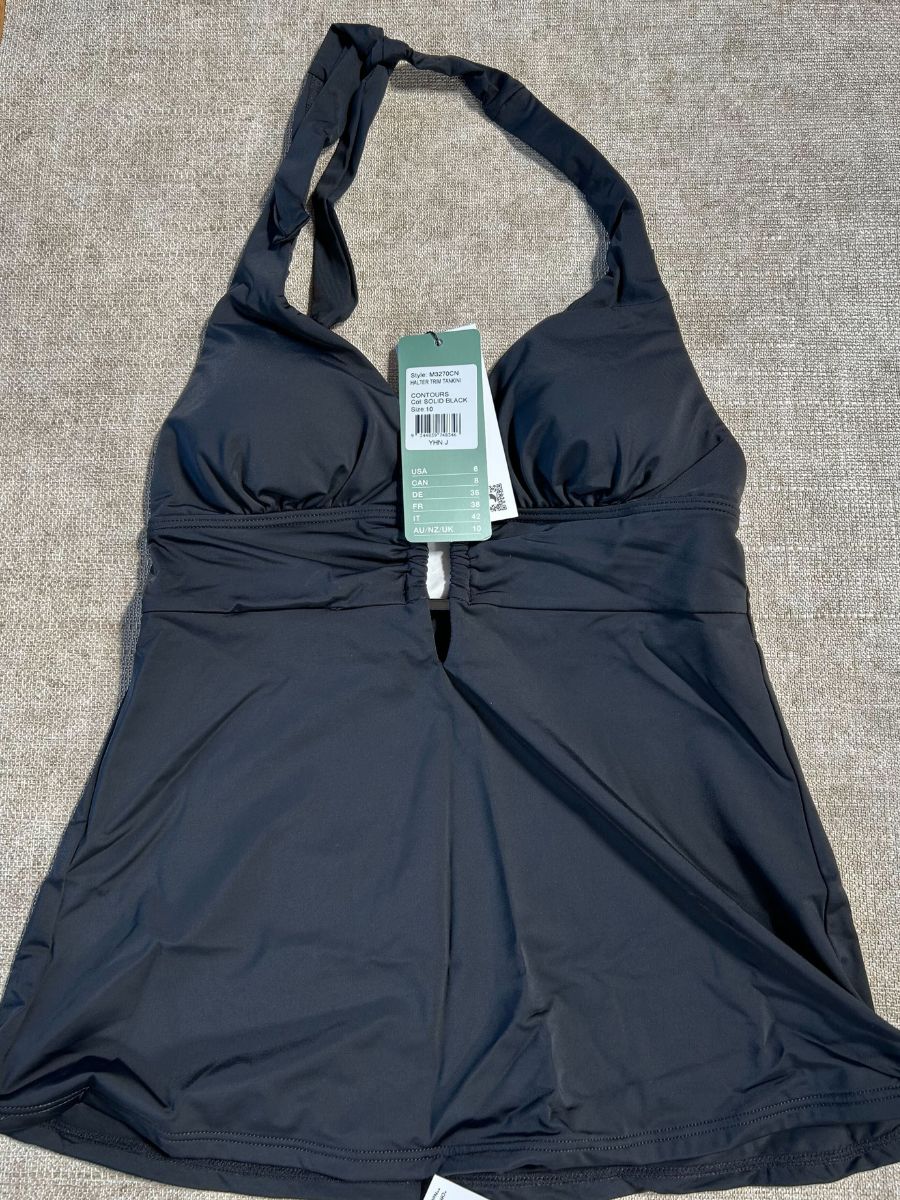 Tankini Moontide Top Contornos Halter Ribete Tankinis Camisetas sin mangas Natación Playa Traje de baño - Imagen 3 de 7