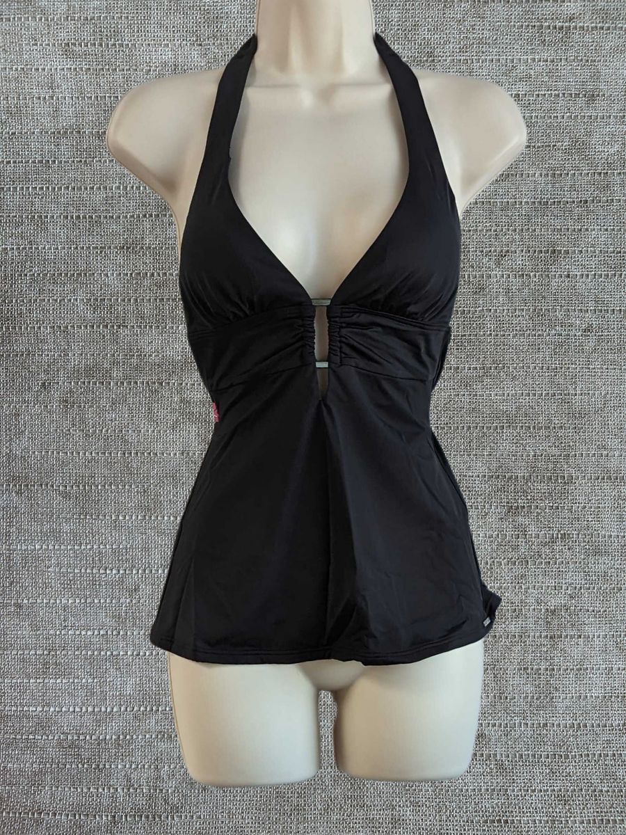Tankini Moontide Top Contornos Halter Ribete Tankinis Camisetas sin mangas Natación Playa Traje de baño - Imagen 2 de 7