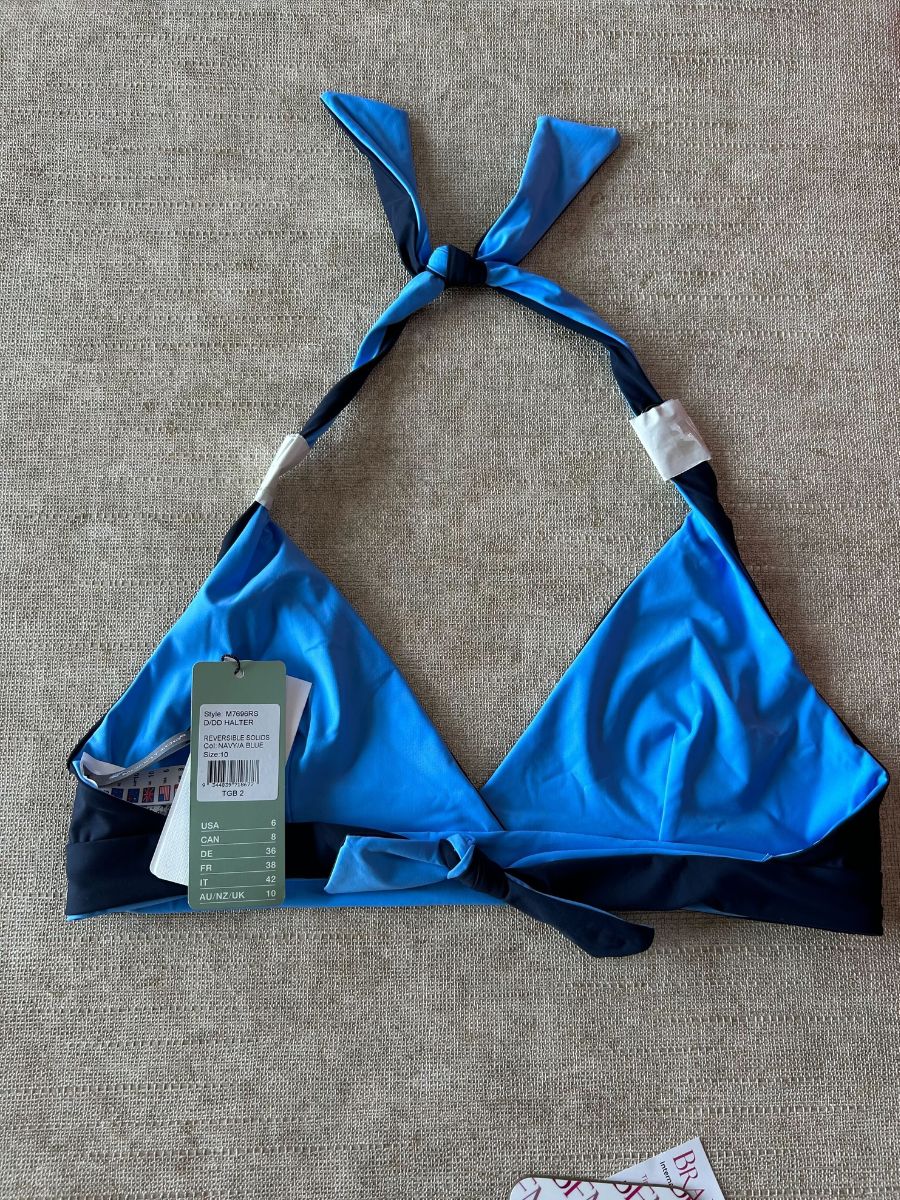 Top de bikini Moontide reversible sólidos D/DD cuello halter tops de baño trajes de baño - Imagen 7 de 10