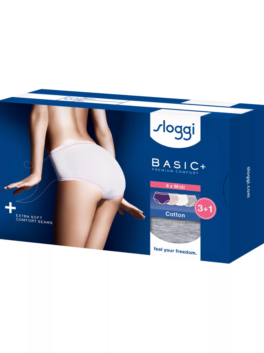 Sloggi MIDI Briefs Knickers Basic+ 4 Pack 95% Cotton Lingerie Mid Rise - Picture 28 of 32
