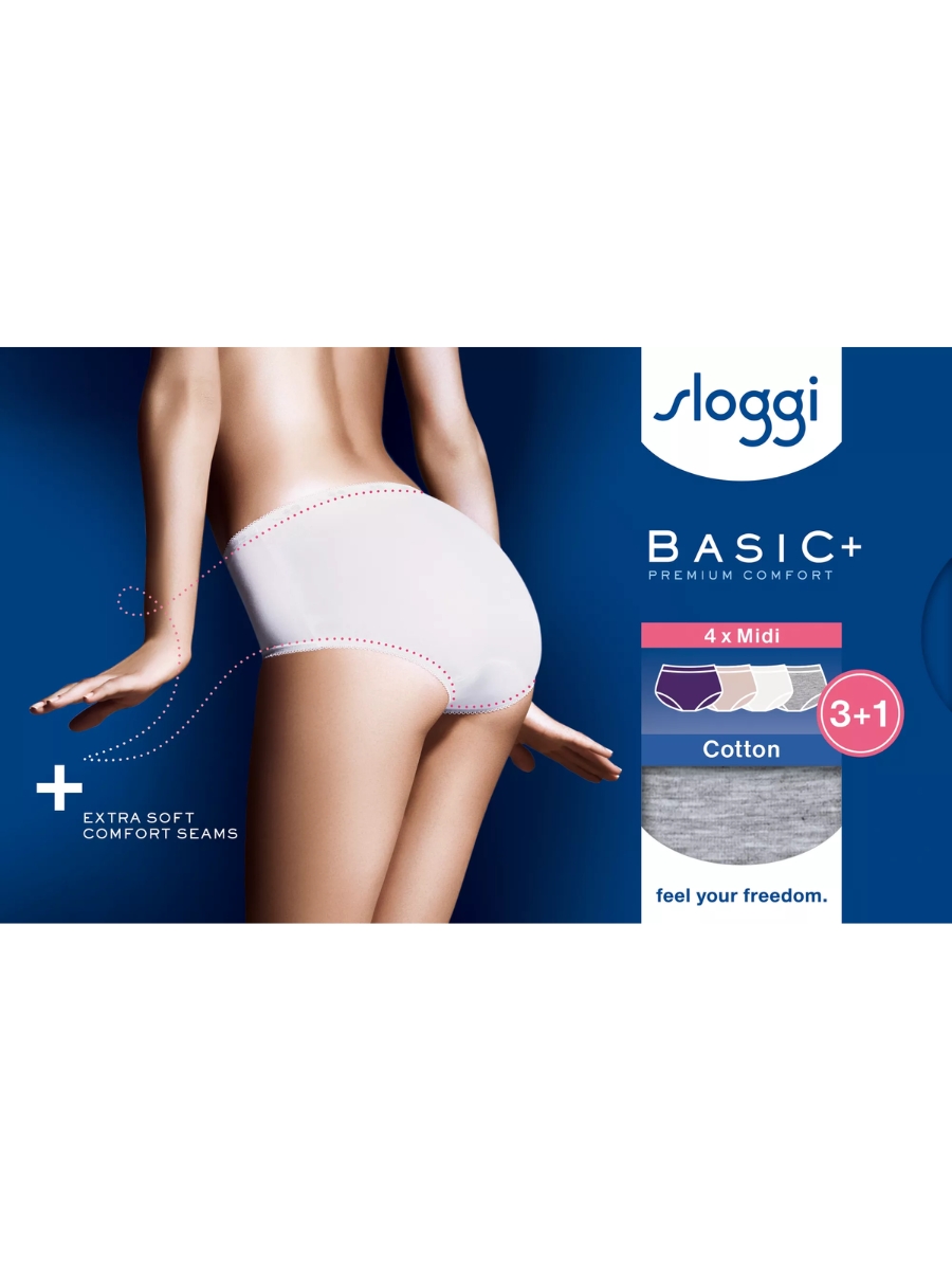 Sloggi MIDI Briefs Knickers Basic+ 4 Pack 95% Cotton Lingerie Mid Rise - Picture 27 of 32