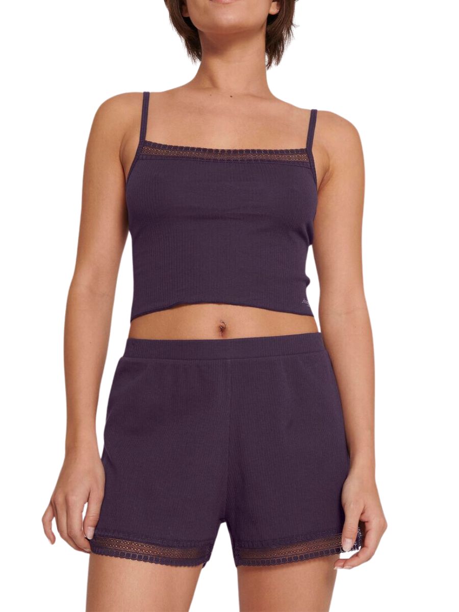 Sloggi Crop Top GO Ribbed Cami Vest Camisole Pyjama Cotton Rich Nightwear - Picture 3 of 14
