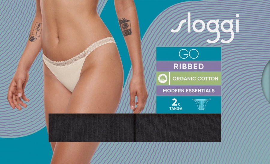 Paquete de 2 calzoncillos Sloggi Tanga GO acanalados C2P tiro medio forrados bragas lencería - Imagen 7 de 28