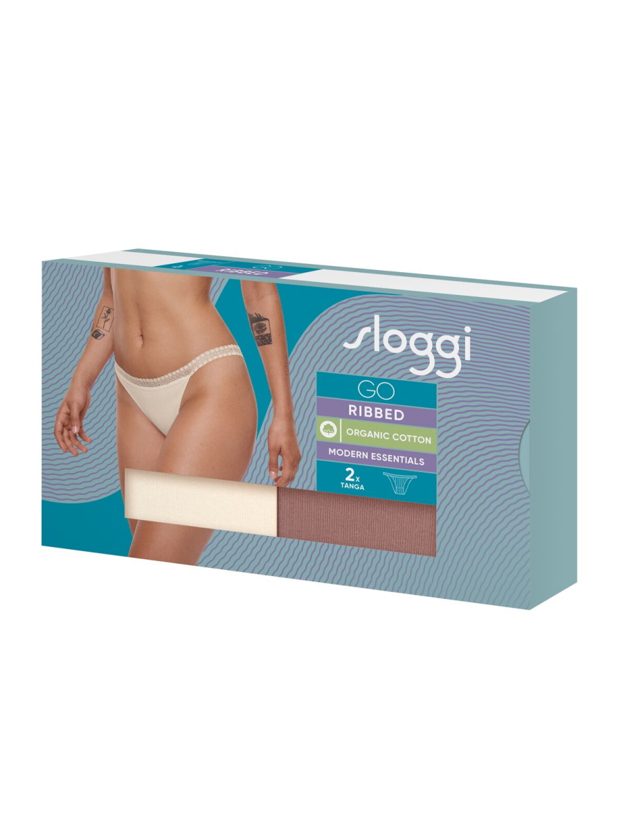 Paquete de 2 calzoncillos Sloggi Tanga GO acanalados C2P tiro medio forrados bragas lencería - Imagen 17 de 28