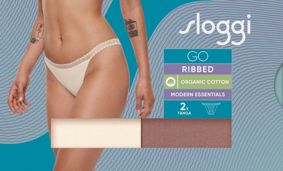Paquete de 2 calzoncillos Sloggi Tanga GO acanalados C2P tiro medio forrados bragas lencería - Imagen 16 de 28