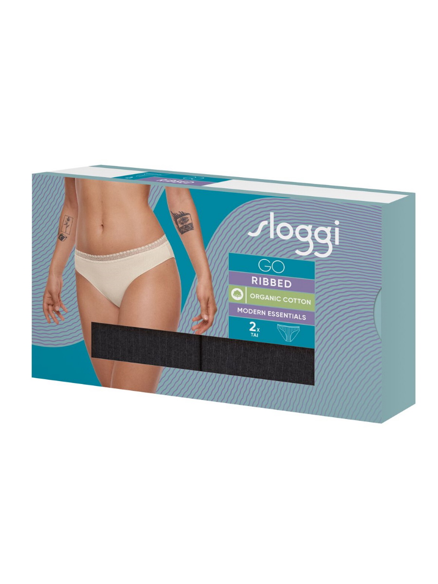 Paquete de 2 calzoncillos Sloggi Tai bragas GO acanalados de algodón orgánico lencería rica - Imagen 8 de 27