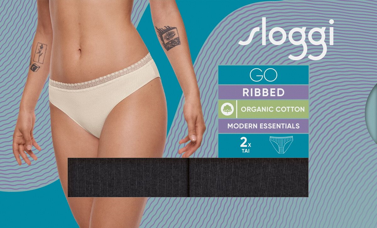 Paquete de 2 calzoncillos Sloggi Tai bragas GO acanalados de algodón orgánico lencería rica - Imagen 7 de 27