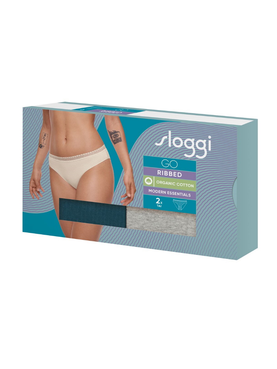 Paquete de 2 calzoncillos Sloggi Tai bragas GO acanalados de algodón orgánico lencería rica - Imagen 14 de 27