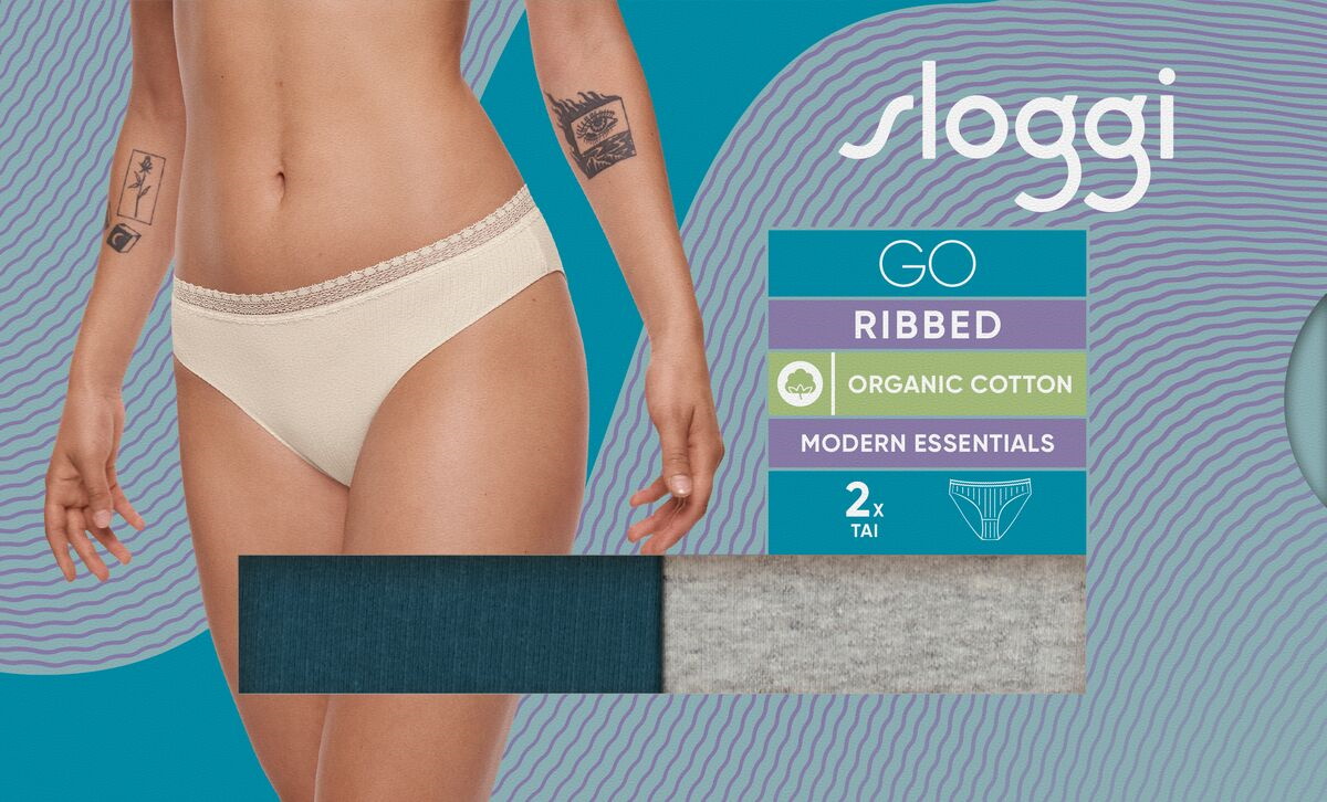 Paquete de 2 calzoncillos Sloggi Tai bragas GO acanalados de algodón orgánico lencería rica - Imagen 13 de 27