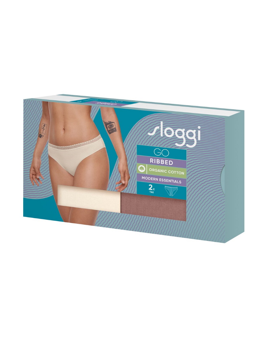 Paquete de 2 calzoncillos Sloggi Tai bragas GO acanalados de algodón orgánico lencería rica - Imagen 17 de 27