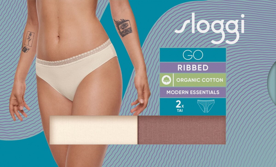 Paquete de 2 calzoncillos Sloggi Tai bragas GO acanalados de algodón orgánico lencería rica - Imagen 16 de 27