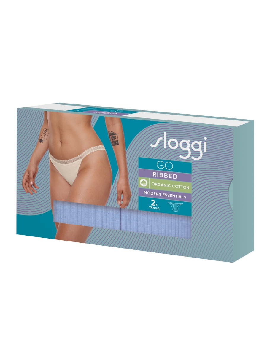 Paquete de 2 calzoncillos Sloggi Tanga GO acanalados C2P tiro medio forrados bragas lencería - Imagen 28 de 28
