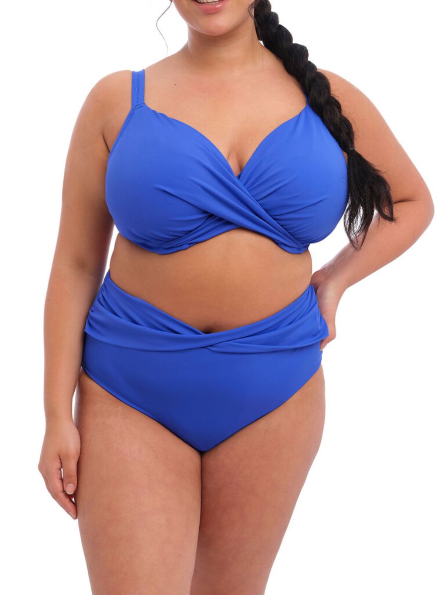 Elomi Magnetic Underwired Plunge Bikini Top Gathered Front Swim Tops Swimwear - Picture 7 of 9