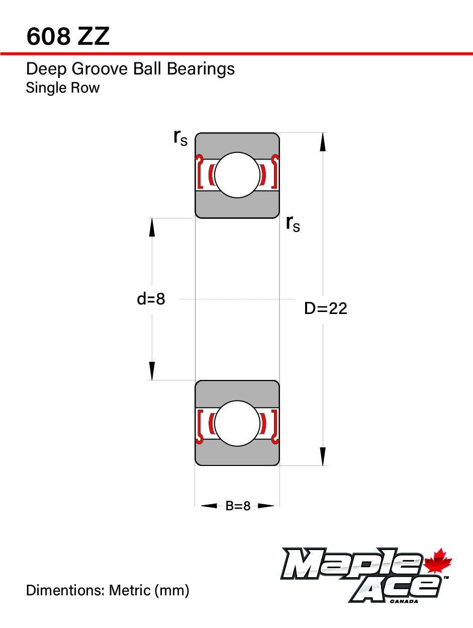 608-ZZ Ball Bearing 8x22x7mm 608 ZZ Metal Shielded (PCs 20) - Afbeelding 4 van 4