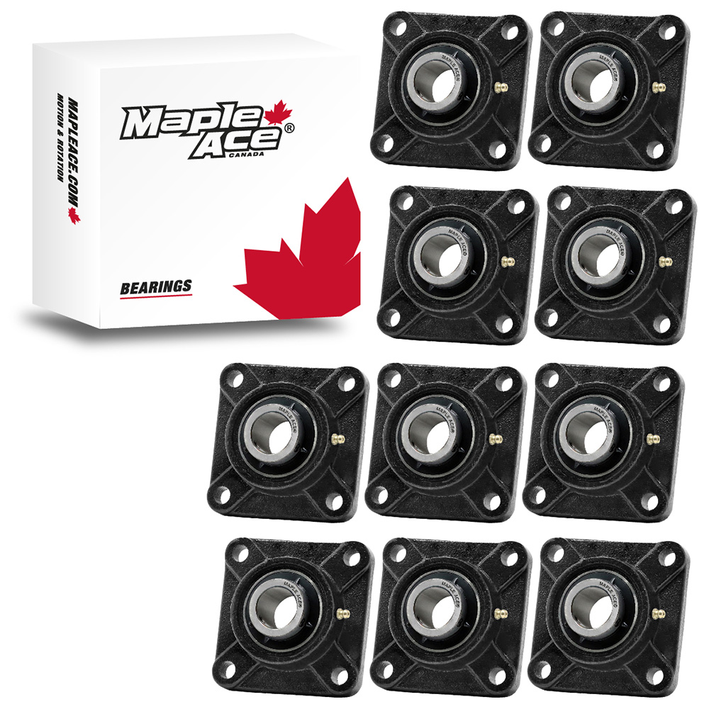 4-Pack UCF209-26 Square Flange Mount Bearings - 1-5/8" Bore, 4-Bolt, Self-Aligning, Cast Iron Housing