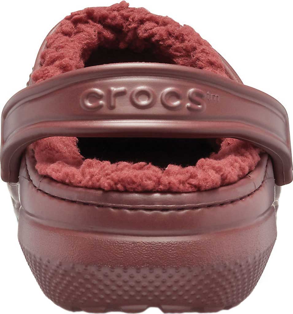 burgundy fur crocs