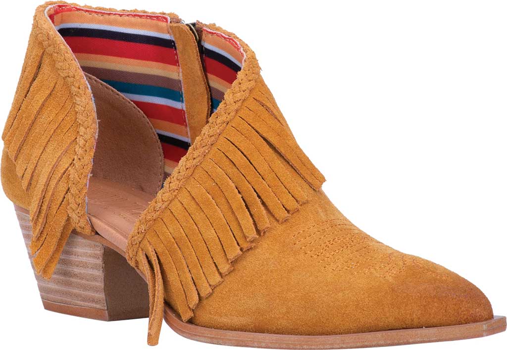 mustard fringe booties
