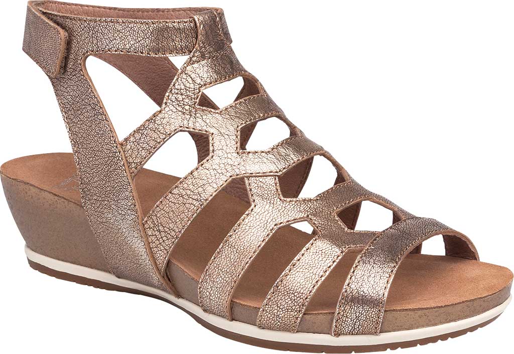 Best Women's Dansko Valentina Caged Sandal Shoe and Boot, Gold Nappa Leather | beayshopping.com