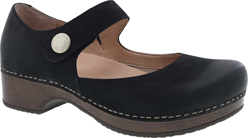New Women's Dansko Beatrice Mary Jane Shoe and Boot, Black Burnished Nubuck | beayshopping.com