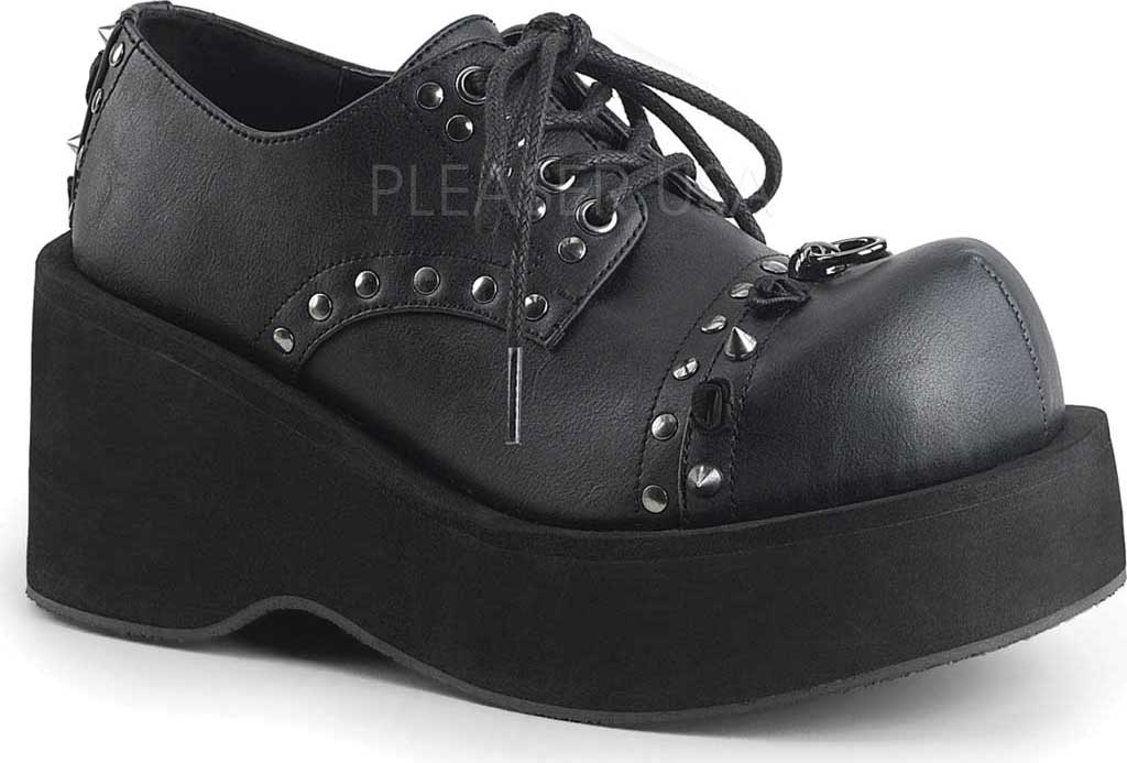Best Women's Demonia Dank 110 Platform Oxford Shoe and Boot, Black Vegan Leather | beayshopping.com
