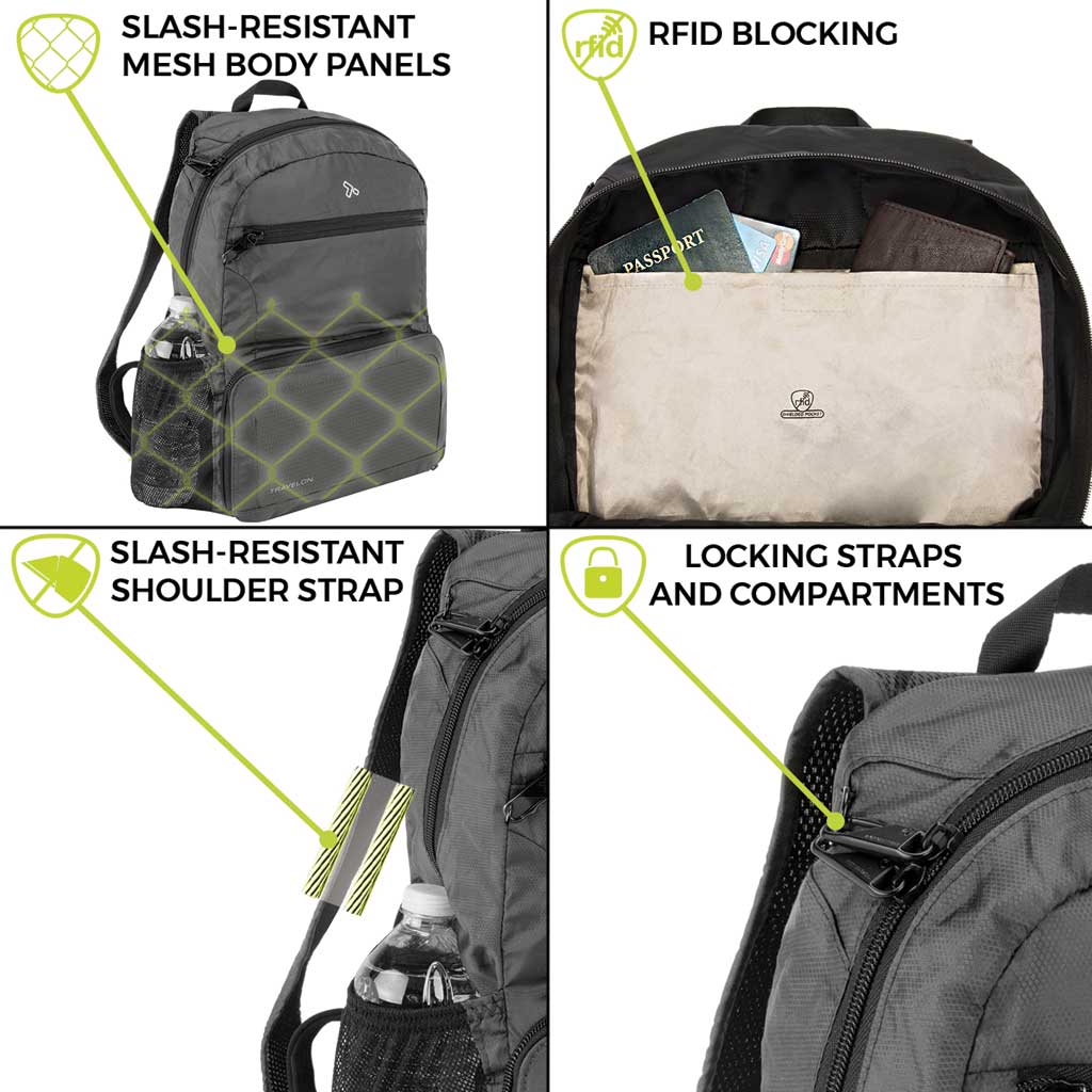 Women's Travelon AntiTheft Packable Backpack Size 11" x 6" x 1" eBay