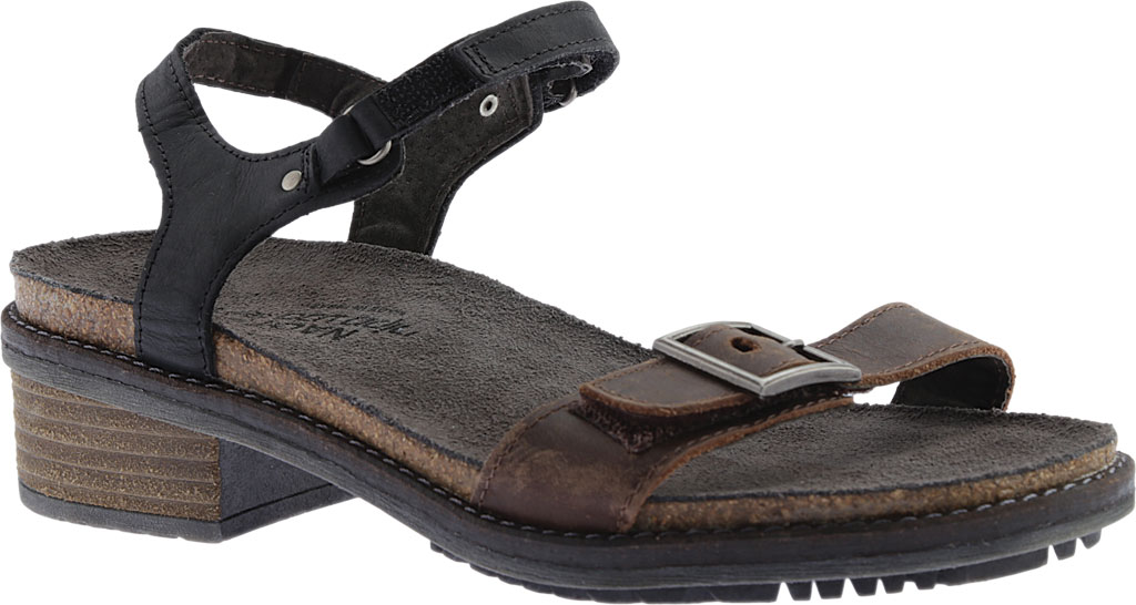 Best Women's Naot Boho Ankle Strap Sandal Shoe and Boot, Crazy Horse Leather/Oily Coal Nubuck 