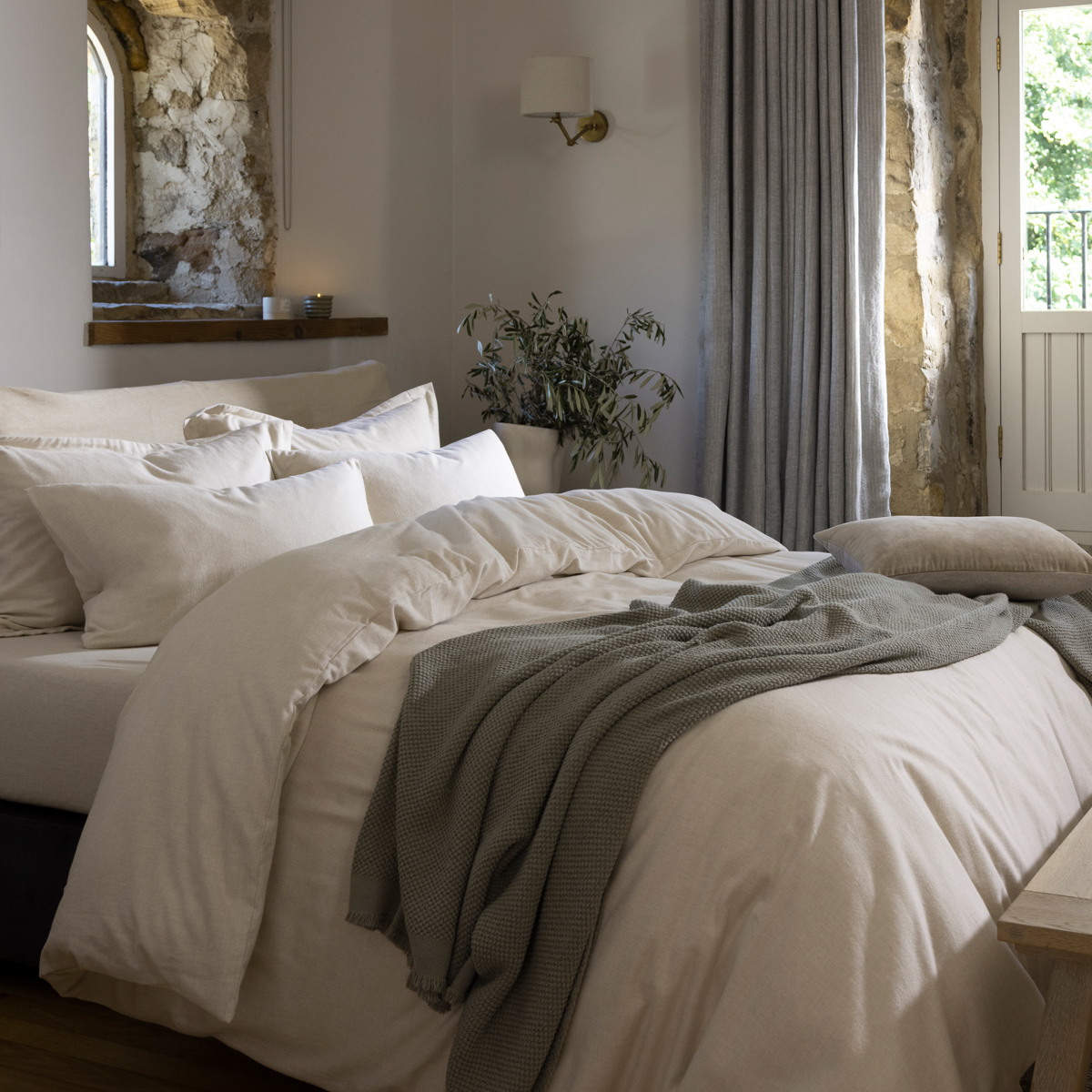 Christy Duvet Cover Sets - Flannel Marl 100% Brushed Cotton Single Double King