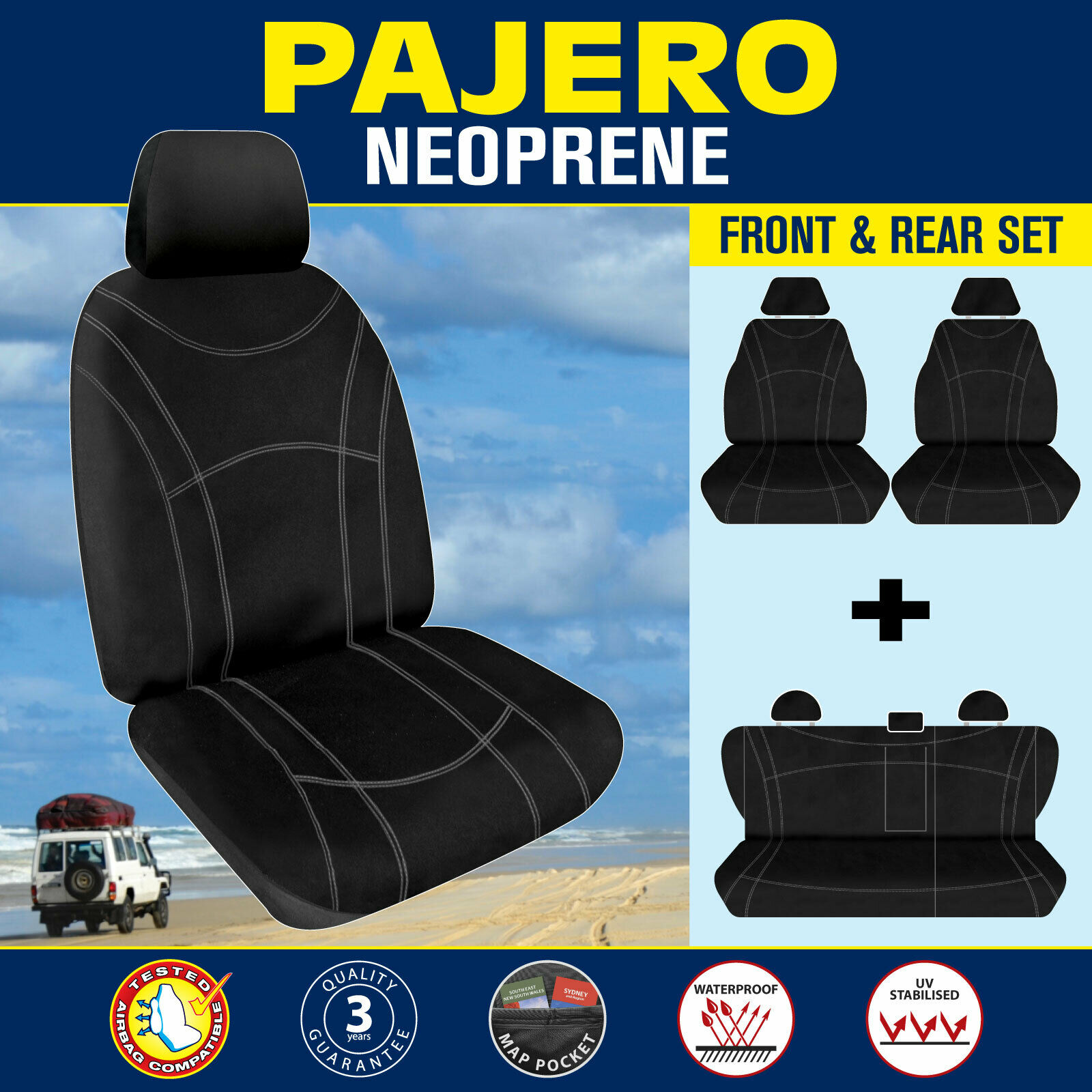 Mitsubishi Pajero (NT, NW, NX) 2009on Neoprene FRONT & REAR Seat Covers eBay
