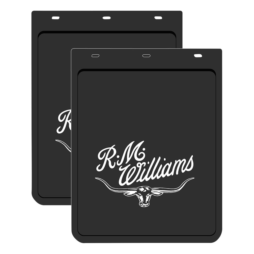 2x Genuine R.M.Williams Car Mud Flaps 36x28cm RMW 4WD Ute Black Mudflaps