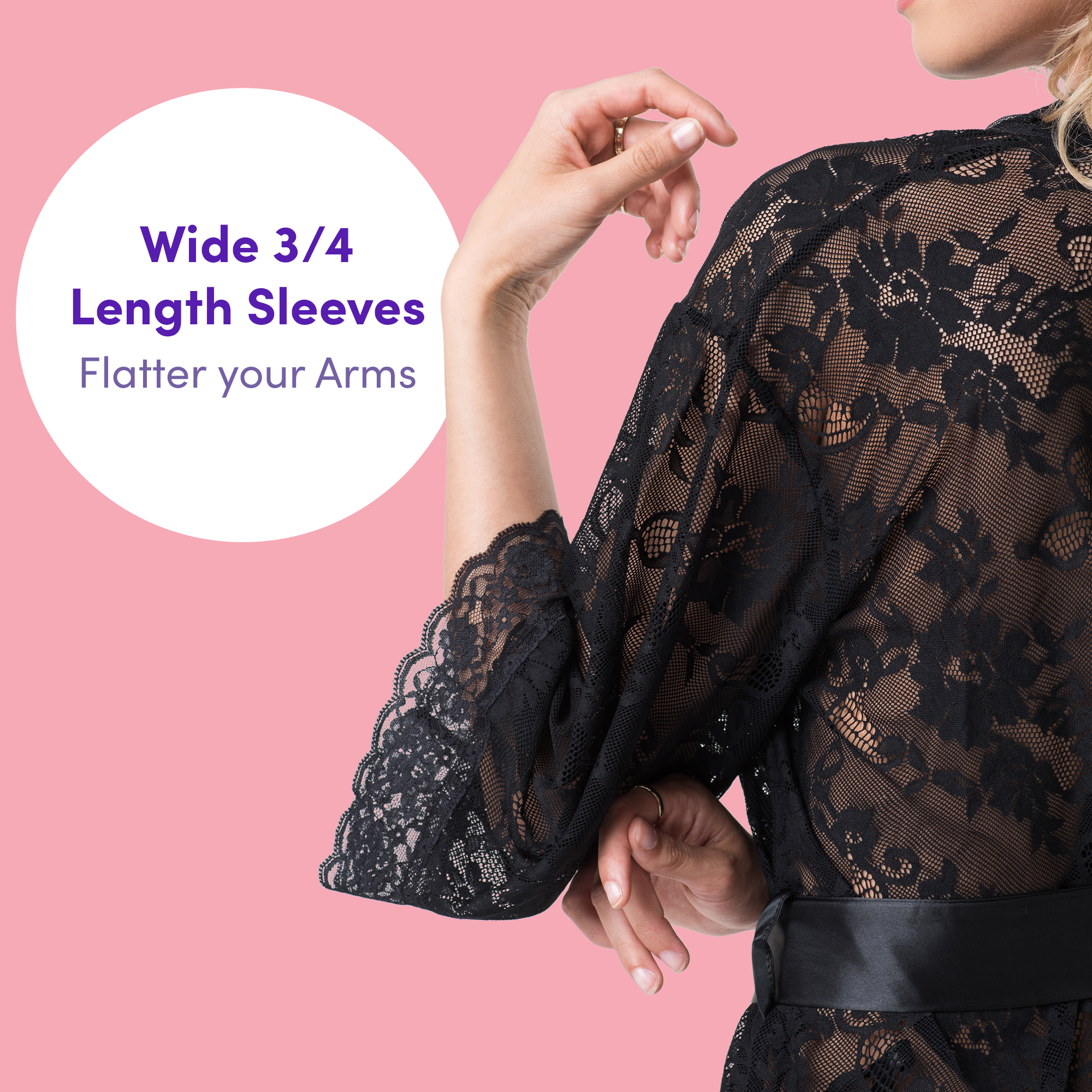 Lovehoney Sexy Lingerie Robe - Floral Lace Seductive Nightdress Kimono - Picture 12 of 13