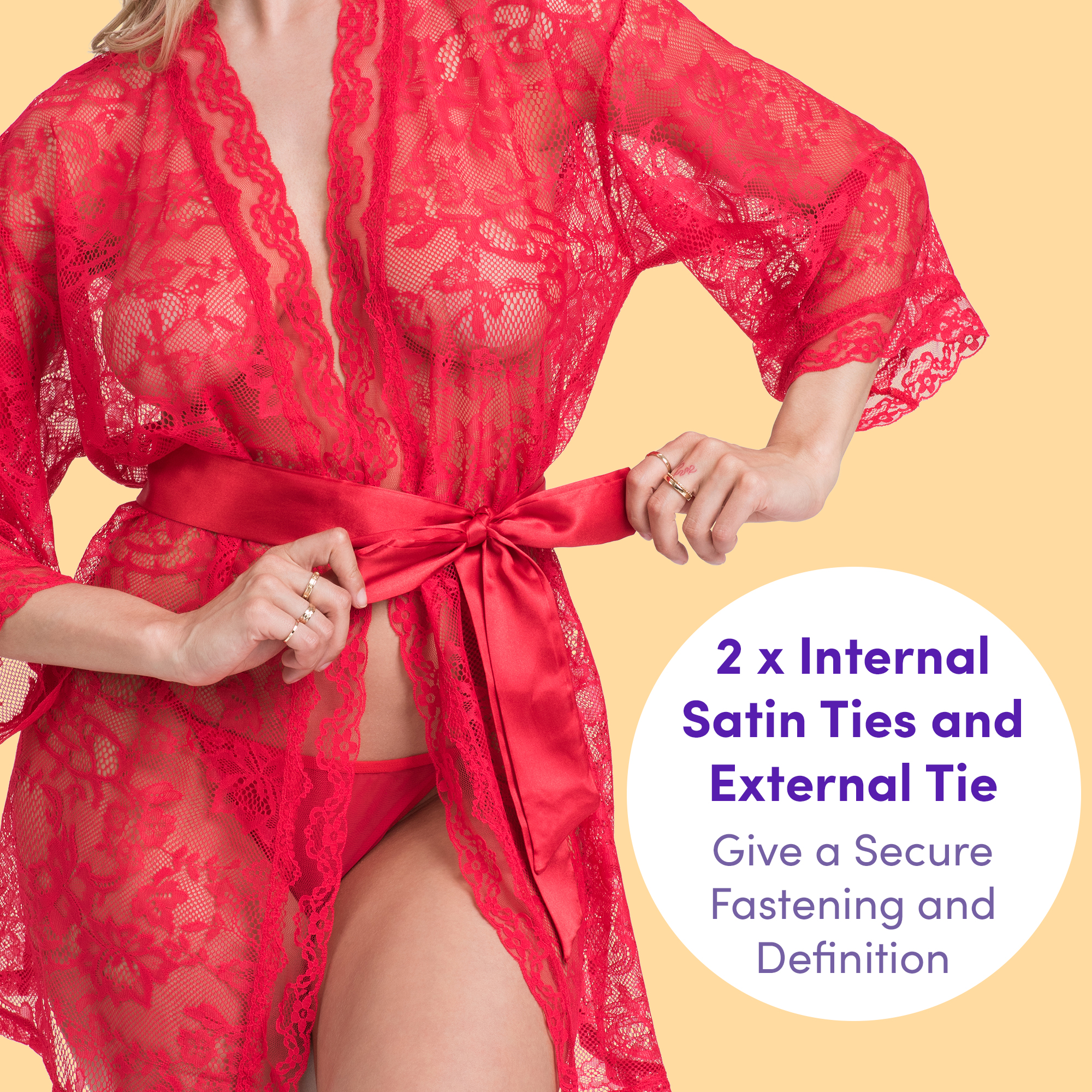 Lovehoney Sexy Lingerie Robe - Floral Lace Seductive Nightdress Kimono - Picture 4 of 13