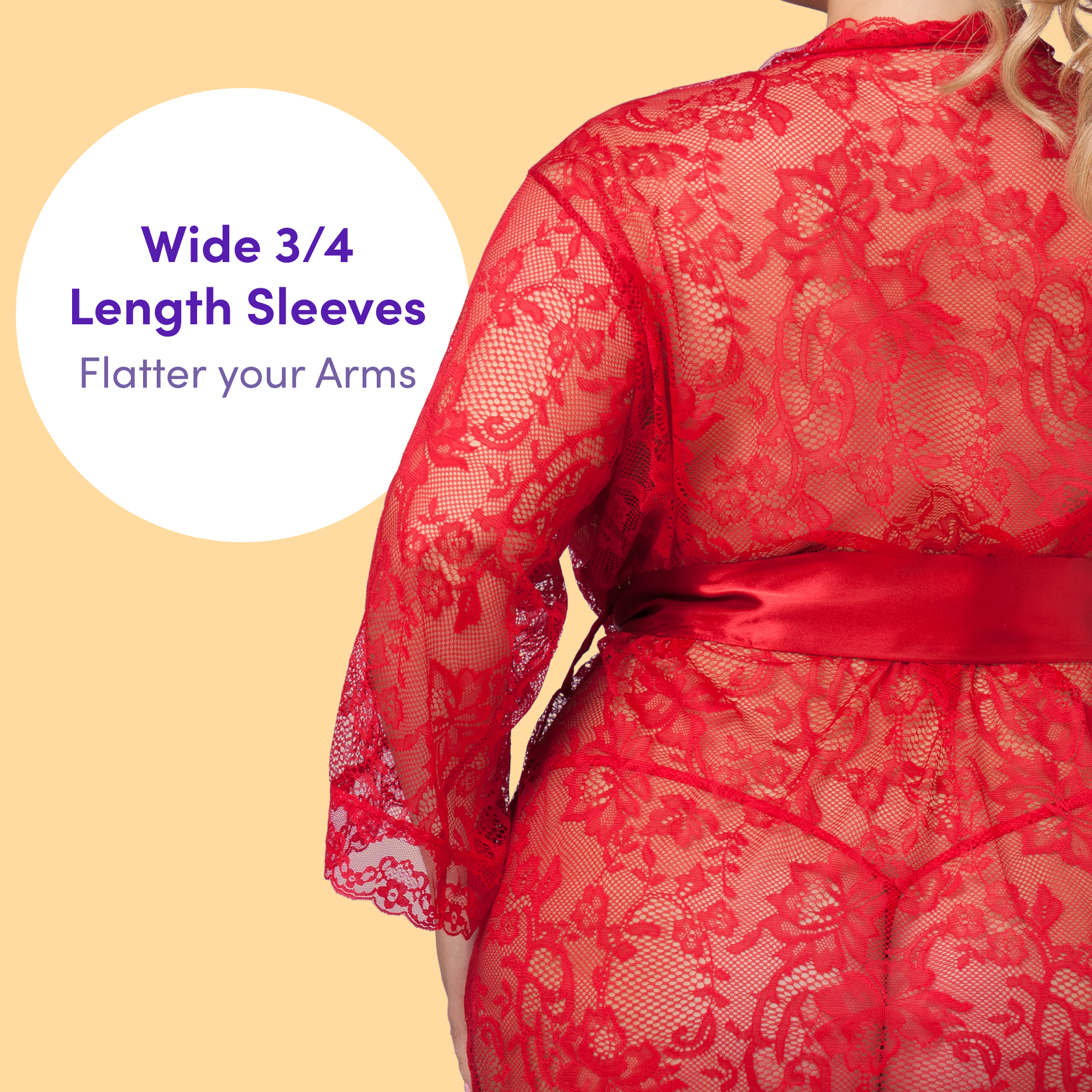 Lovehoney Sexy Lingerie Robe - Floral Lace Seductive Nightdress Kimono - Picture 6 of 13