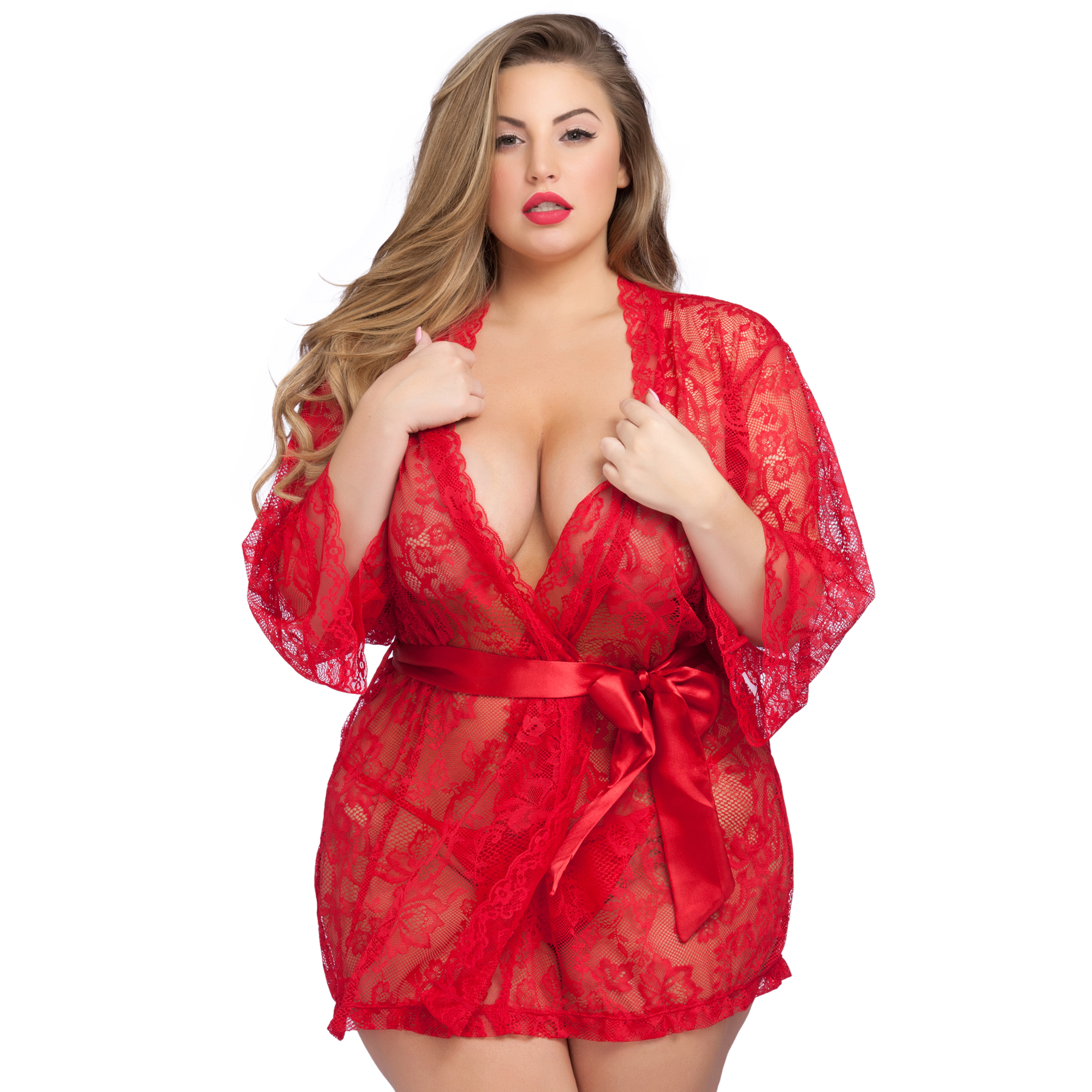 Lovehoney Sexy Lingerie Robe - Floral Lace Seductive Nightdress Kimono - Picture 2 of 13