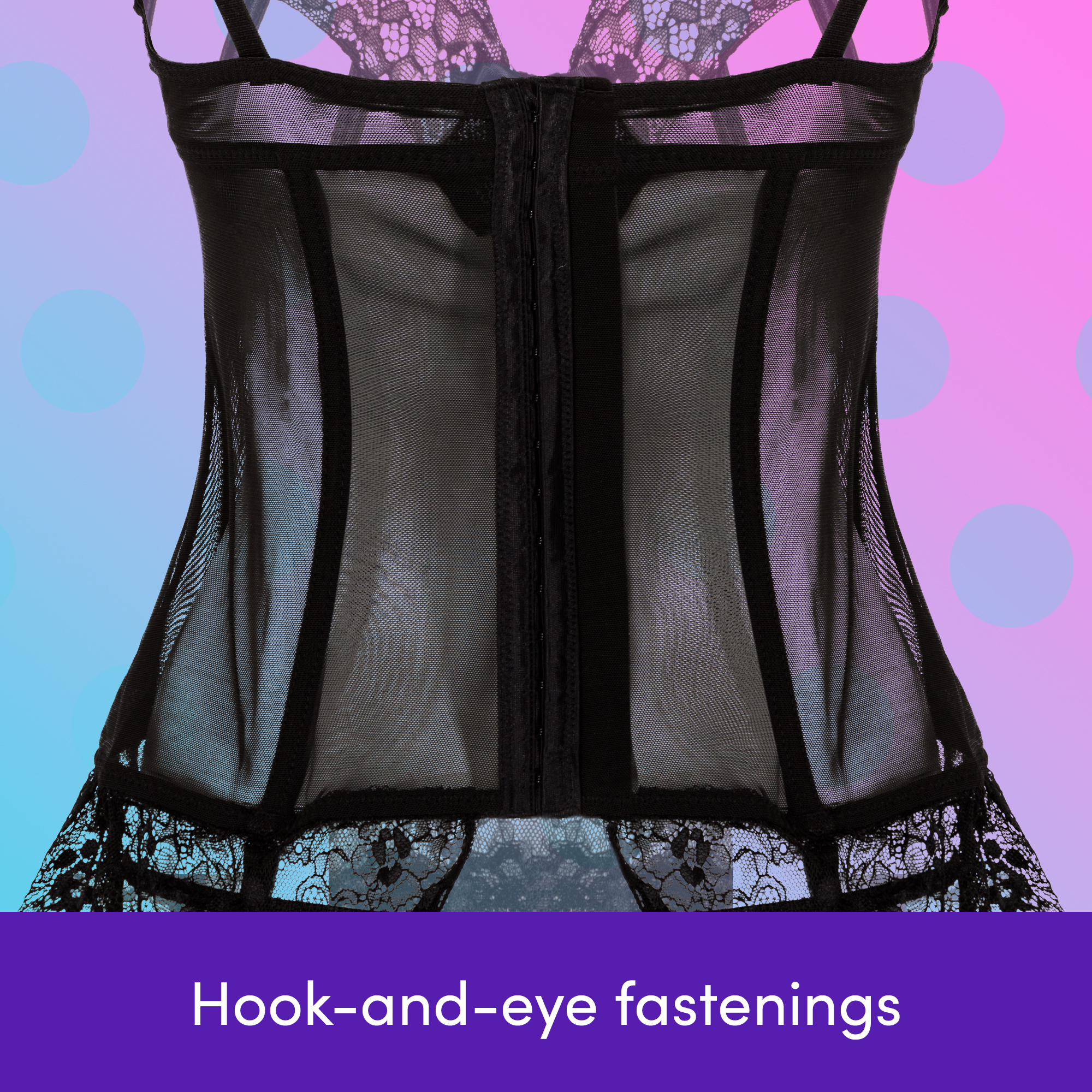 Lovehoney Womens Basque Corset Sexy Lingerie Set G-String - Black Lace - Picture 42 of 43