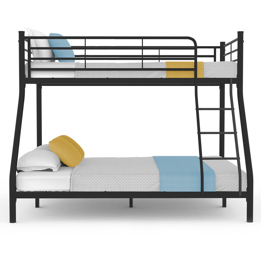Kingston Slumber Metal Single Over Double Bunk Bed Frame Dark Matte Grey linen,r