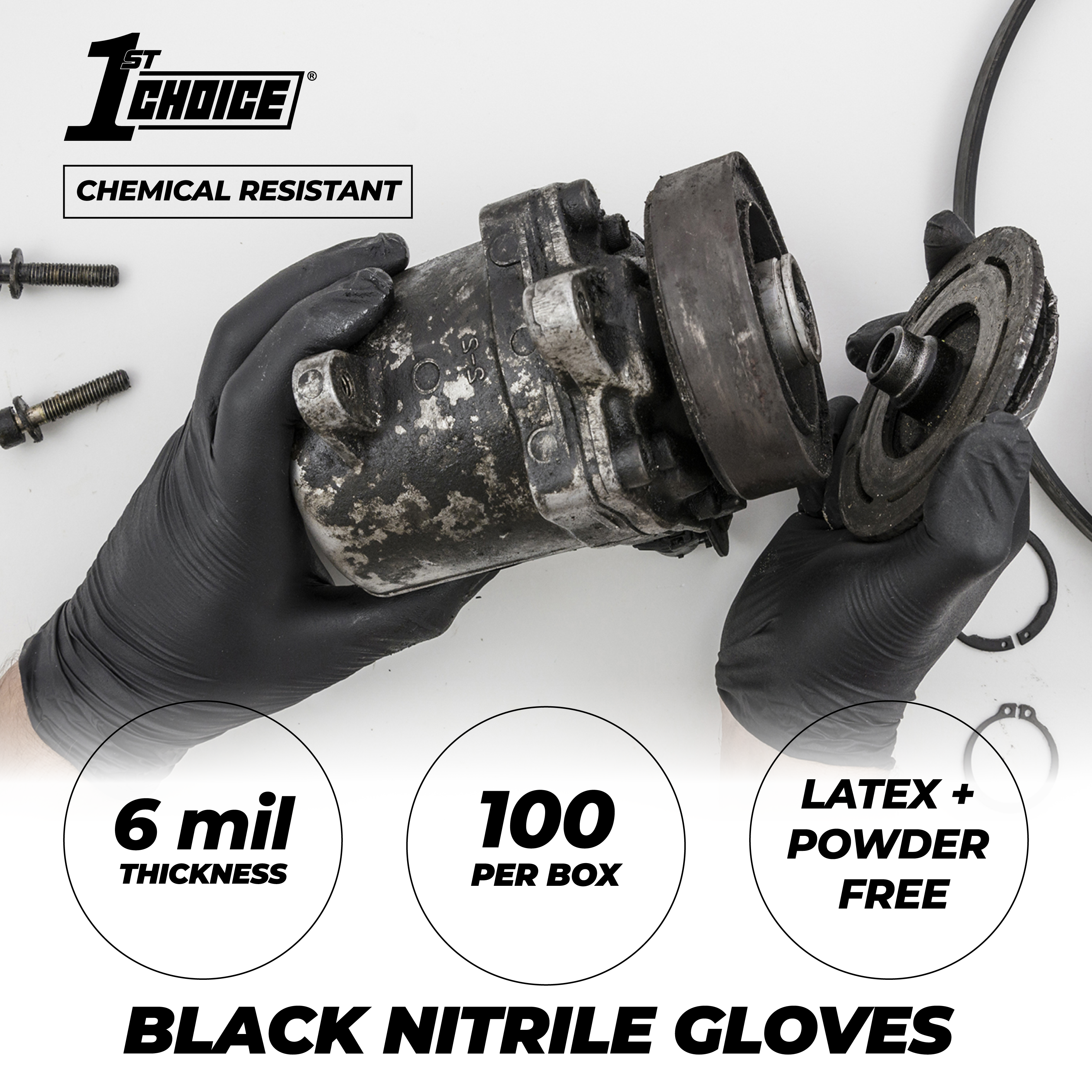 1st Choice Premium Black Nitrile Disposable Gloves, 6 Mil, Case of 1000 - Picture 11 of 37