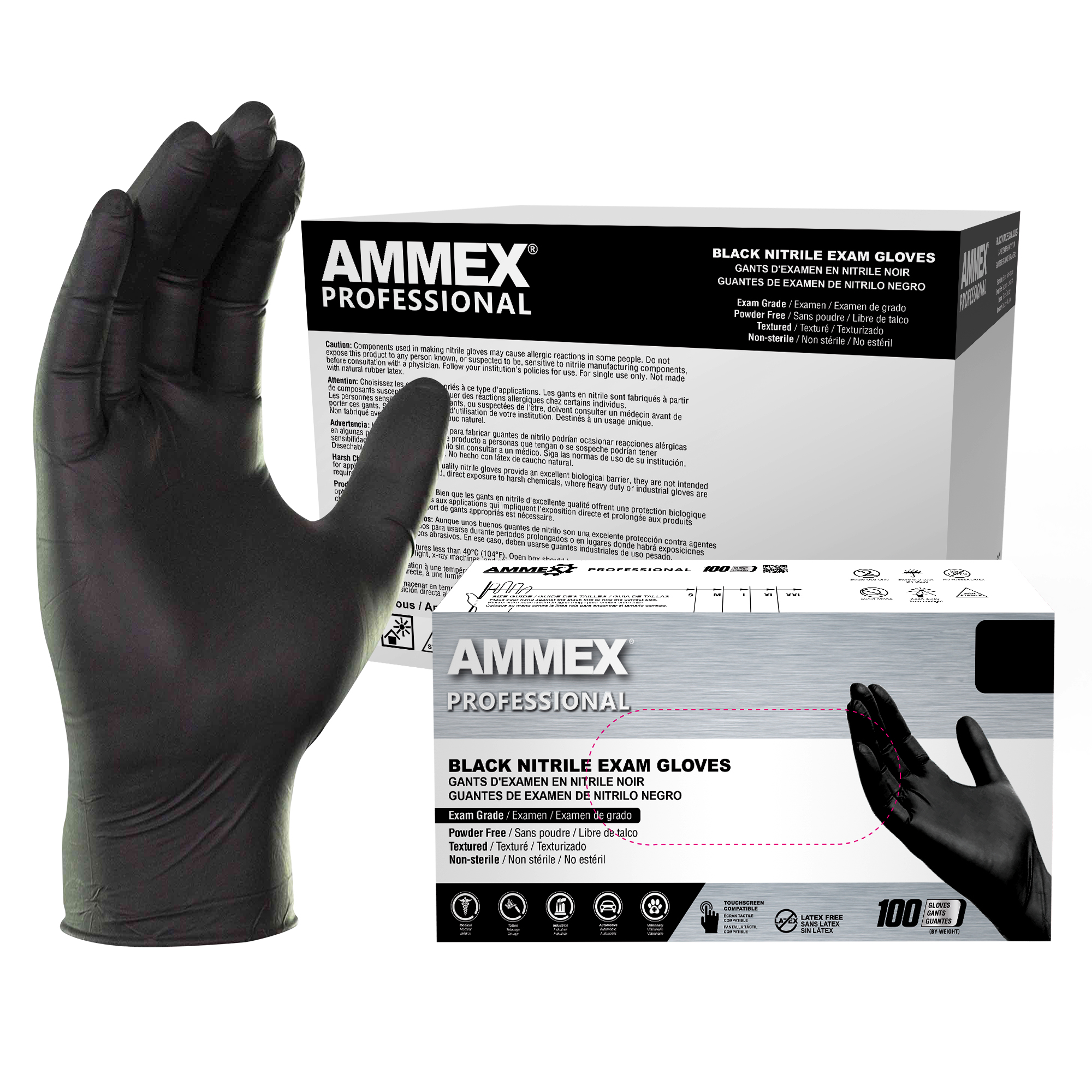 AMMEX Black Nitrile Disposable Exam/Medical Gloves 3 Mil Latex-Free Case of 1000 - Picture 10 of 45
